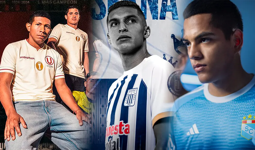 Universitario, Alianza Lima y Sporting Cristal presentaron sus camisetas para el 2024. Foto: composición GLR Universitario, Alianza Lima y Sporting Cristal presentaron sus camisetas para el 2024. Foto: composición GLR