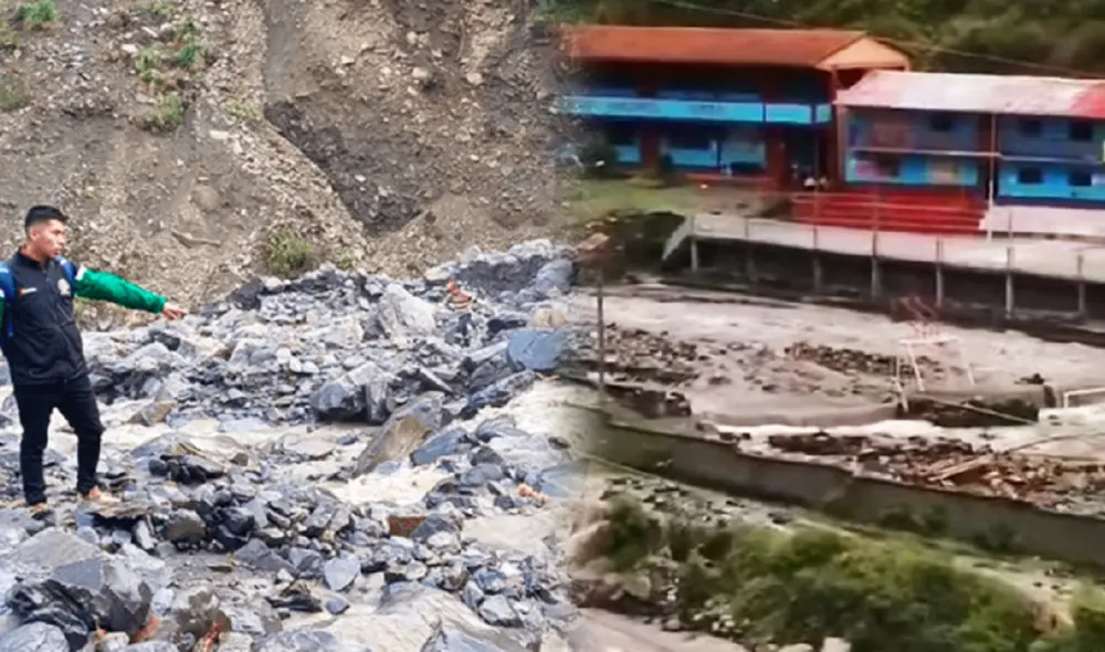 Colegio es arrastrado por turbulentas aguas del río en Puno. Piden declaratoria de emergencia. Foto: composición LR