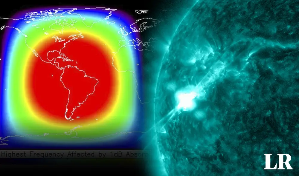 El Sol emitió una potente llamarada solar directamente a Sudamérica el pasado 14 de diciembre. Foto: composición de Fabrizio Oviedo / La República