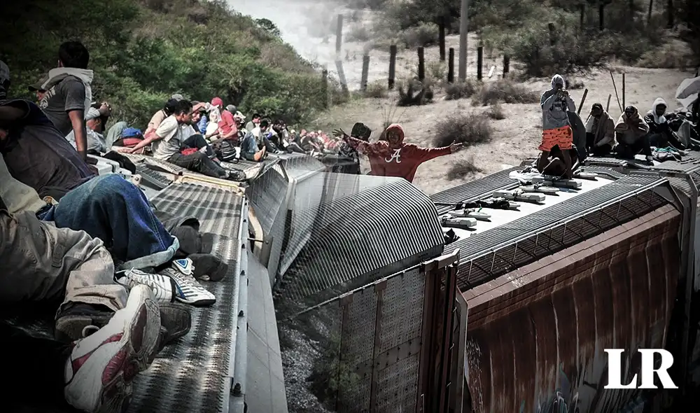 Miles de migrantes cruzan hacia Estados Unidos a través del Tren de la Muerte o La Bestia. Foto: composición LR/The Clinic/Clarín