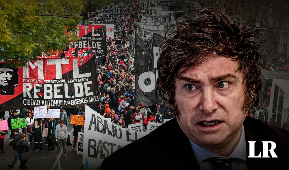 Las autoridades han denunciado a 32 personas de diferentes organizaciones sociales que han marchado contra el Gobierno, de acuerdo con Adorni. Foto: composición LR Las autoridades han denunciado a 32 personas de diferentes organizaciones sociales que han marchado contra el Gobierno, de acuerdo con Adorni. Foto: composición LR