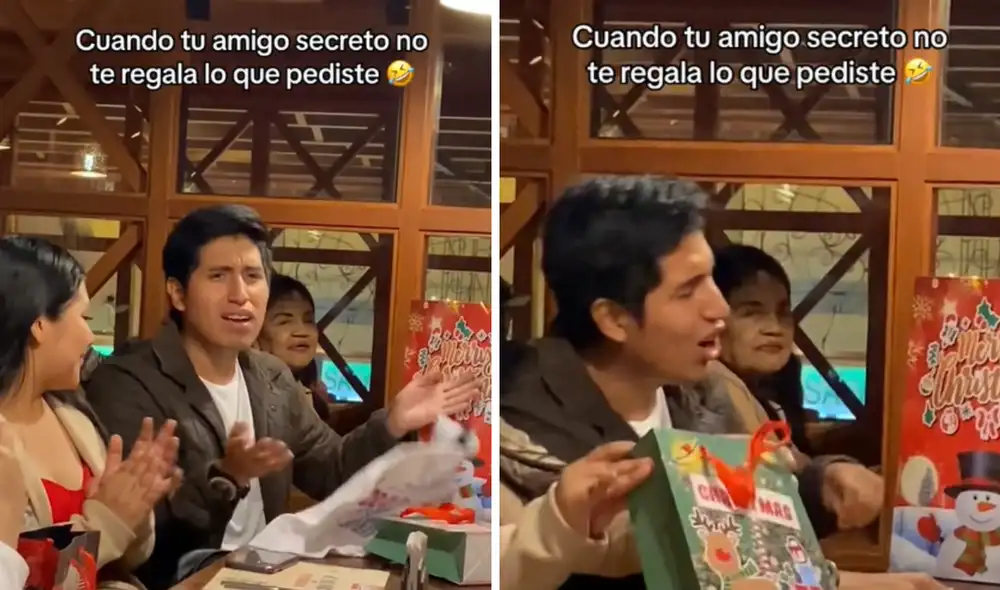 El joven mostró su molestia al ver el regalo de su amigo secreto. Foto: composición LR/TikTok/@alexandrarojo1 El joven mostró su molestia al ver el regalo de su amigo secreto. Foto: composición LR/TikTok/@alexandrarojo1