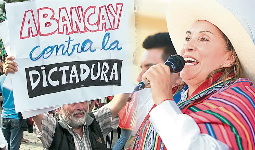 Visita Abancay. Las medidas de seguridad no impidieron a los ciudadanos expresar su repudio al Gobierno de Boluarte. Foto: composiciónLR