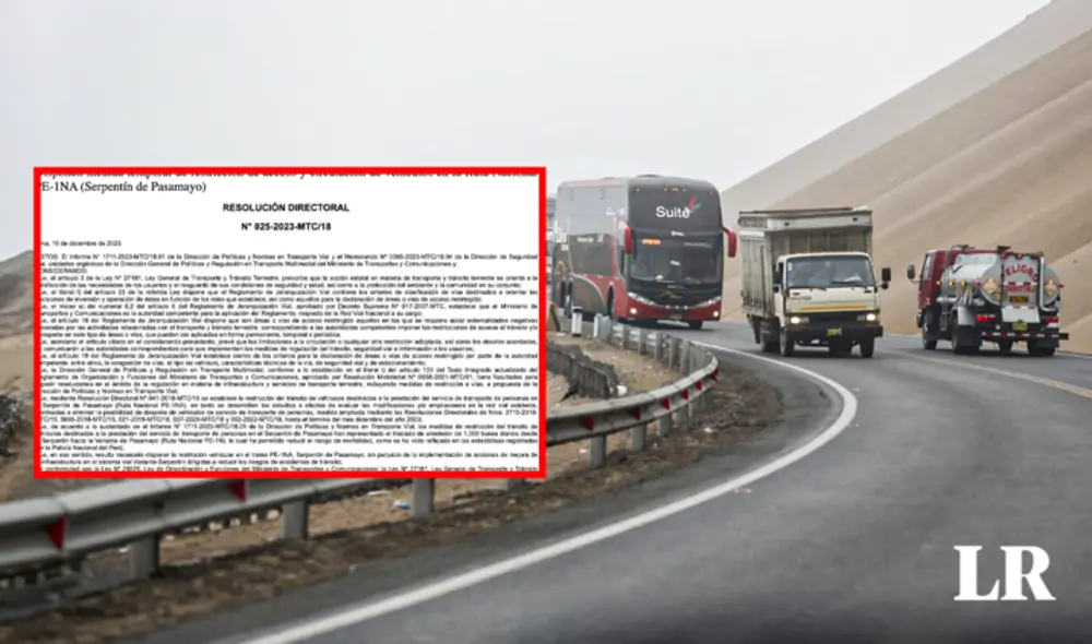 La medida de restricción en el Serpentín de Pasamayo será evaluada continuamente para realizar las modificaciones, ampliaciones y medidas complementarias necesarias.Foto: Composición LR-Jazmin Ceras