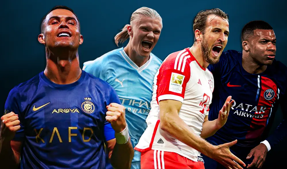 Cristiano Ronaldo, Erling Haaland, Harry Kane y Kylian Mbappé han roto la barrera de los 50 goles en el 2023. Foto: composición LR