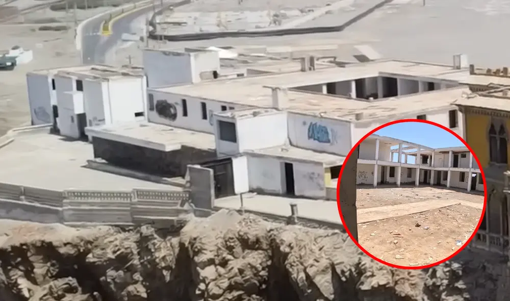 Este gran hotel abandonado está ubicado en la ciudad de Mollendo, Arequipa, frente a la playa de Islay. Foto: composición LR/captura YouTube/Dilo Nomas/Marko TK