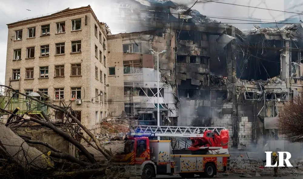 En Leópolis, el impacto de un misil en un bloque de apartamentos ha matado a una persona y hay otras tres heridas. Foto: composición de Jazmin Ceras/LR/EFE En Leópolis, el impacto de un misil en un bloque de apartamentos ha matado a una persona y hay otras tres heridas. Foto: composición de Jazmin Ceras/LR/EFE