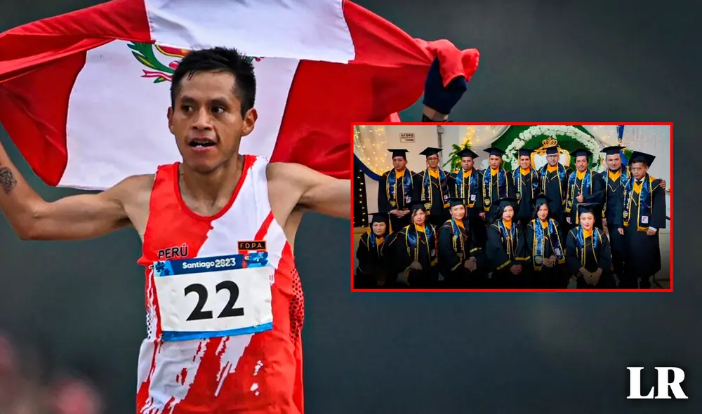 El atleta se gradúo del instituto Kenneth Cooper de Huancayo. Foto: composición LR / Gerson Cardoso / AFP / Huanca York Times