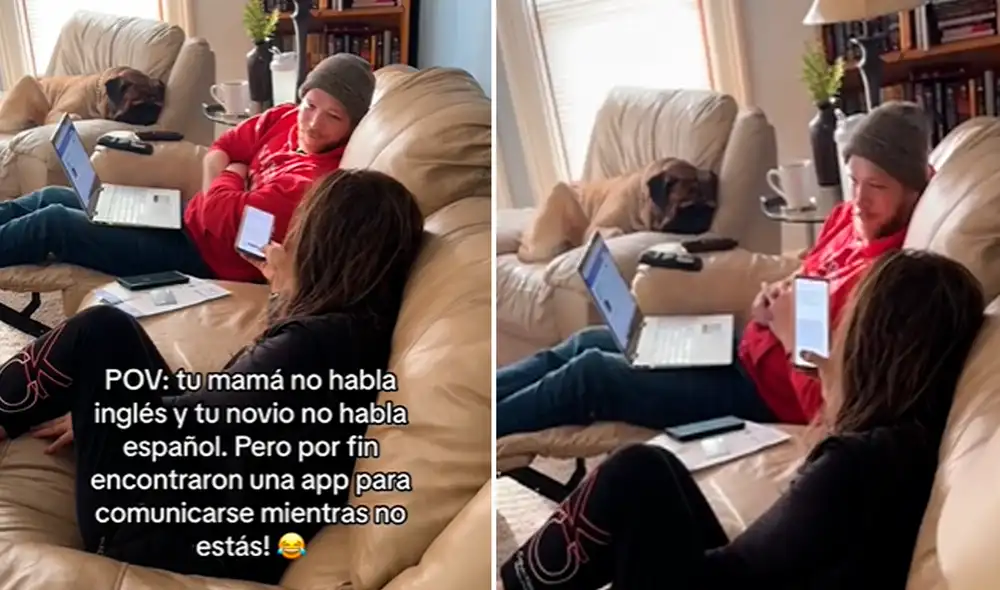 Ambos se ven muy contentos traduciendo sus mensajes por una aplicación. Foto: composición LR/TikTok/@pau.home.fashion