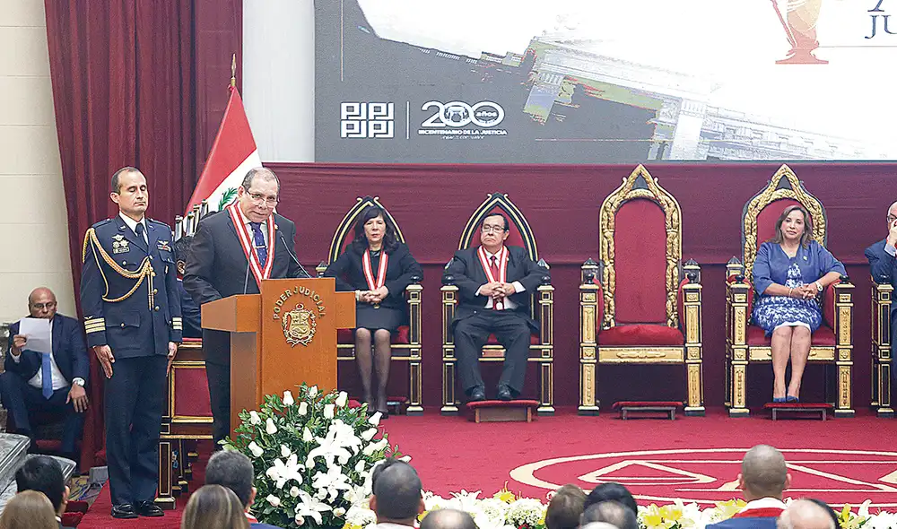 Expresó preocupación. Ayer el presidente del Poder Judicial, Javier Arévalo, le dio otro jalón de orejas al Congreso por cambios que se pretenden hacer. Foto: difusión