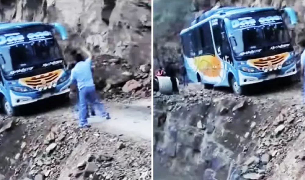 Ómnibus con pasajeros casi cae a abismo. Foto: Prensa Libre Ómnibus con pasajeros casi cae a abismo. Foto: Prensa Libre