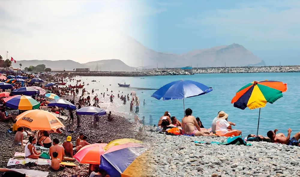 El burgomaestre mostró las recientes barreras de contención instaladas a la orilla del mar. Foto: composición de Jazmín Ceras/LR/difusión