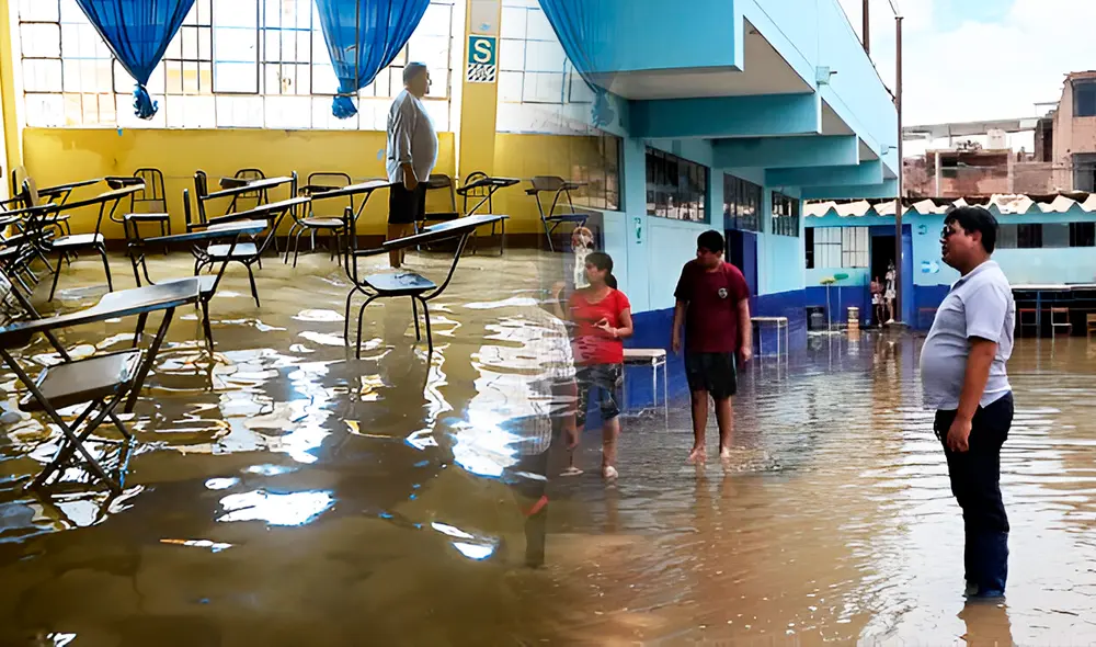 Inundaciones podrían afectar el regreso de los alumnos a clases en unos meses. Foto: composición LR/Jazmin Ceras