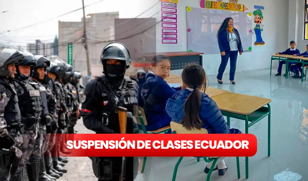 La crisis que vive Ecuador llevó a la suspensión de clases presenciales en todo el país. Foto: composición LR/Primicias/EFE