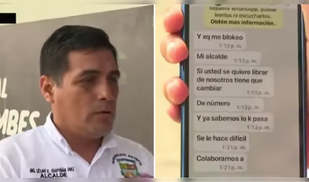 Autoridad mostró un mensaje en su celular como prueba de la extorsión. Foto: composición LR/Latina