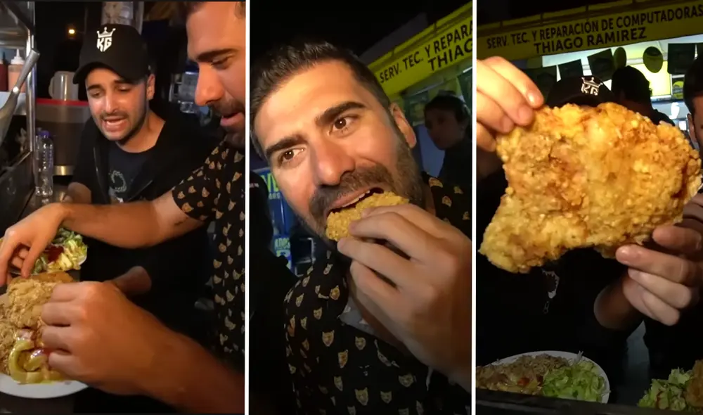 Joven español alabó el sabor del pollo broaster y quedó sorprendido por el tamaño de la presa que le sirvieron. Foto: composición LR/captura YouTube/Kevin GG