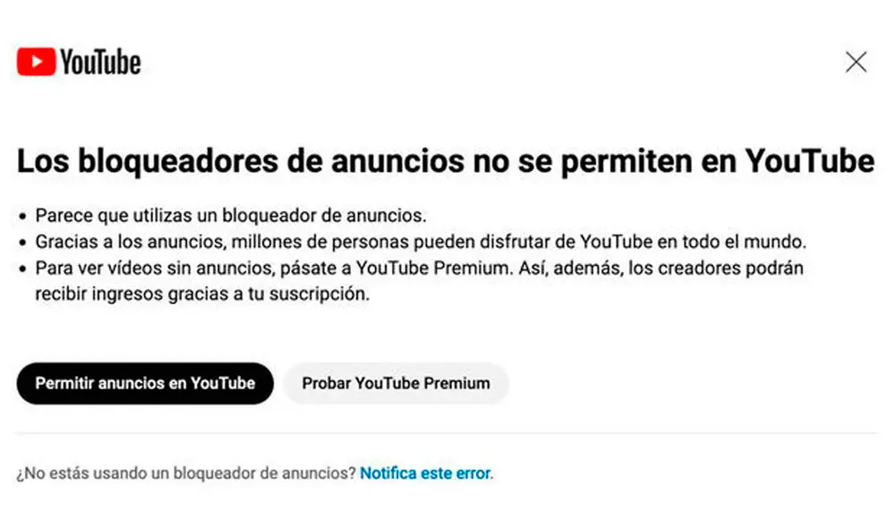 Para ver videos sin publicidad, YouTube recomienda suscribirte a su versión premium. Foto: captura de YouTube