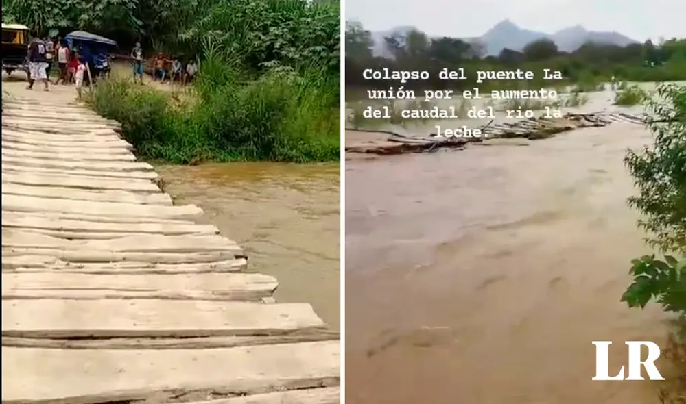 Puente de río La Leche fue arrasado por torrentosas aguas. Foto: La República