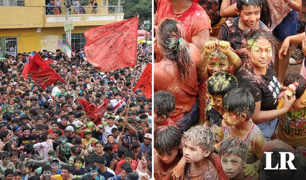 Banderas carnavalezcas participaron del tradicional 'manguerazo'. Foto: Almendra Ruesta/LR