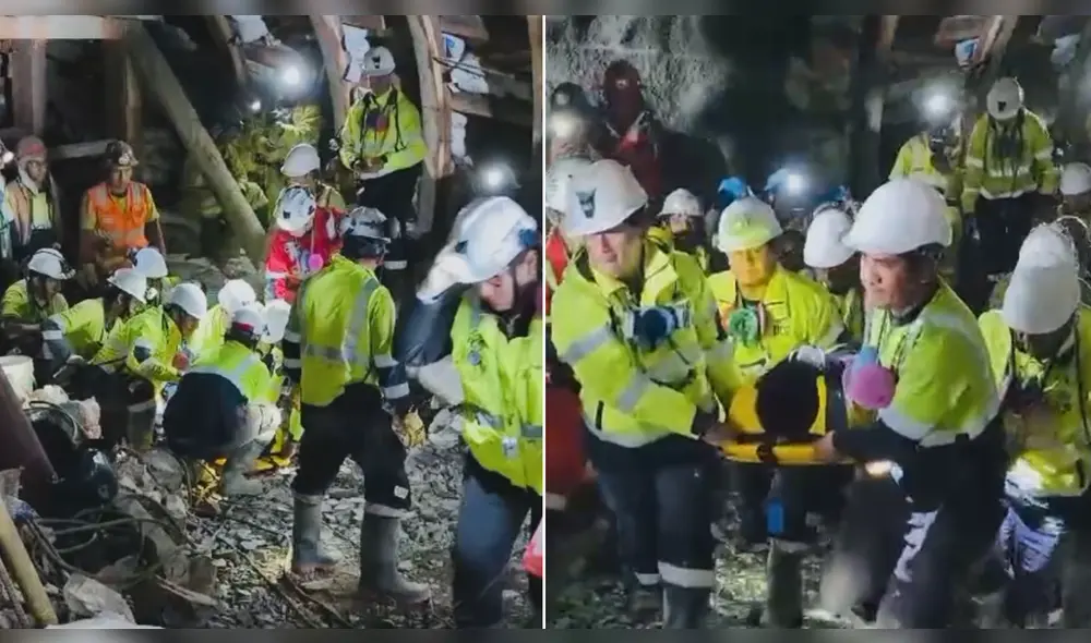 Un desprendimiento de rocas  dejó al trabajador atrapado en el interior de la mina. Foto: composición LR/difusión