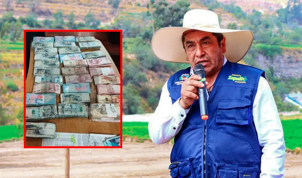 Alcalde fue hallado en posesión de S/80.000. Foto: composición LR/ PNP  -  Video: Wilder Pari/ LR