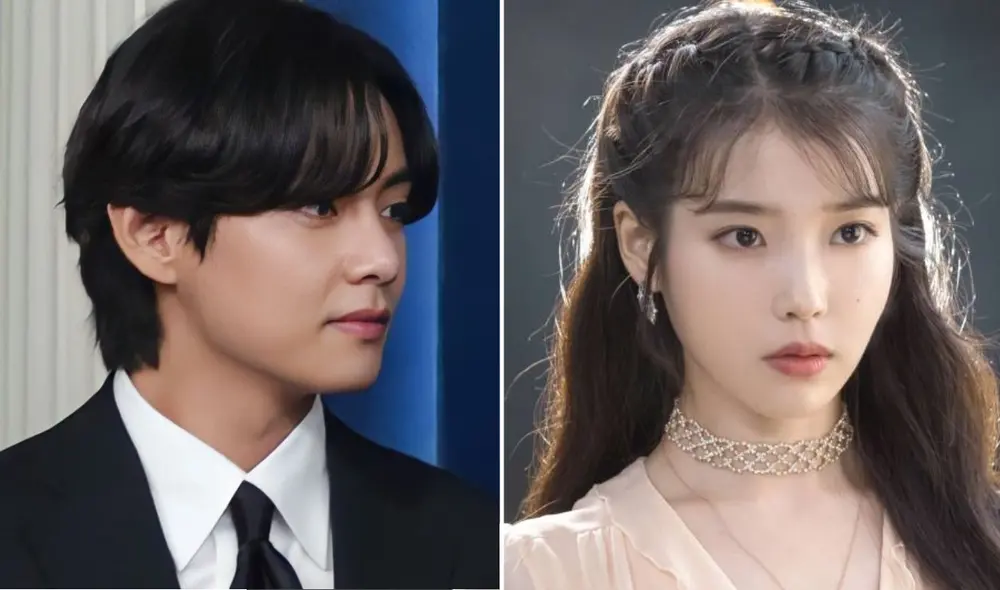 Taehyung y IU, actores y cantante de k-pop. Foto: composición LR/Bighit/EDAM Entertainment