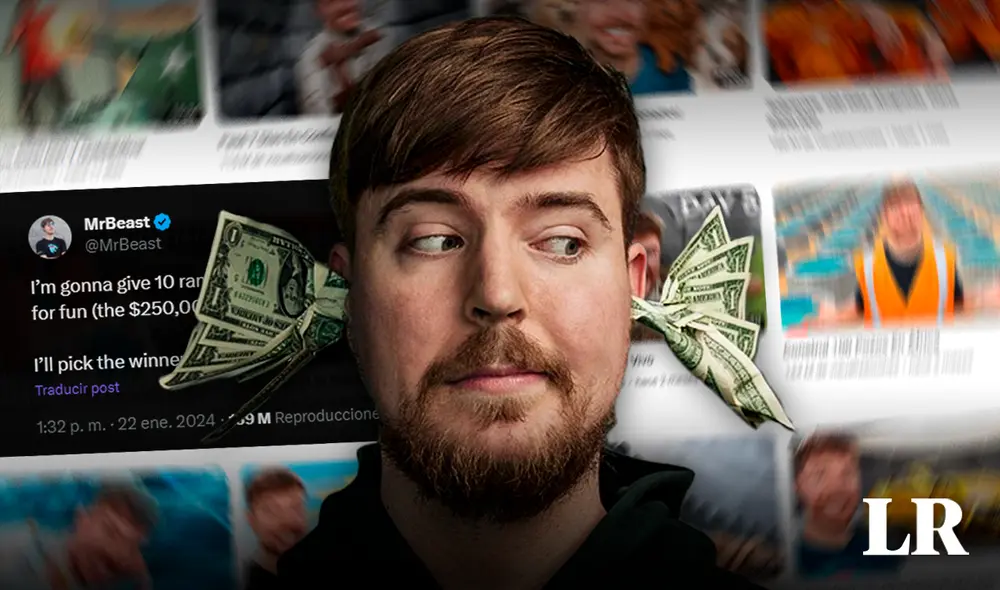 MrBeast realiza el concurso a modo de celebración por las ganancias de 250.000 dólares en un video de x. Foto: composición LR/RollingStones/@MrBeast/YouTube/X