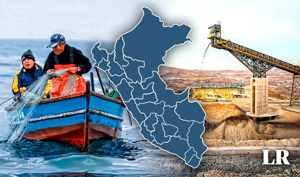 La minería y la pesca son actividades claves que ayudan al crecimiento económico de las regiones del Perú. Foto: composición LR/Andina/LaRepública/Diseño Gerson Cardozo