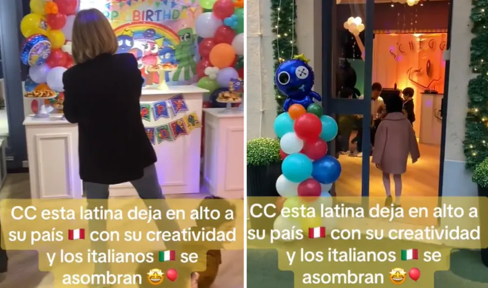 Las decoraciones de un cumpleaños en Perú son más coloridos que las de Italia. Foto: composición LR/TikTok/@melibox.en.roma