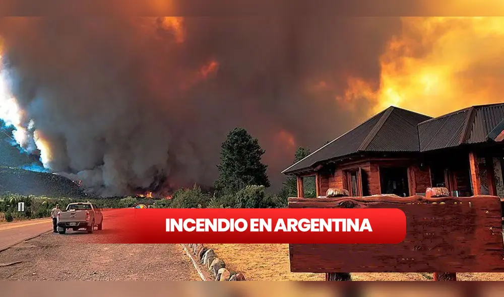 Brigadistas continúan con la lucha por controlar las llamas y resguardar a poblaciones cercanas a Esquel y Trevelin. Foto: Composición LRm / Mediátiko Noticias en Español