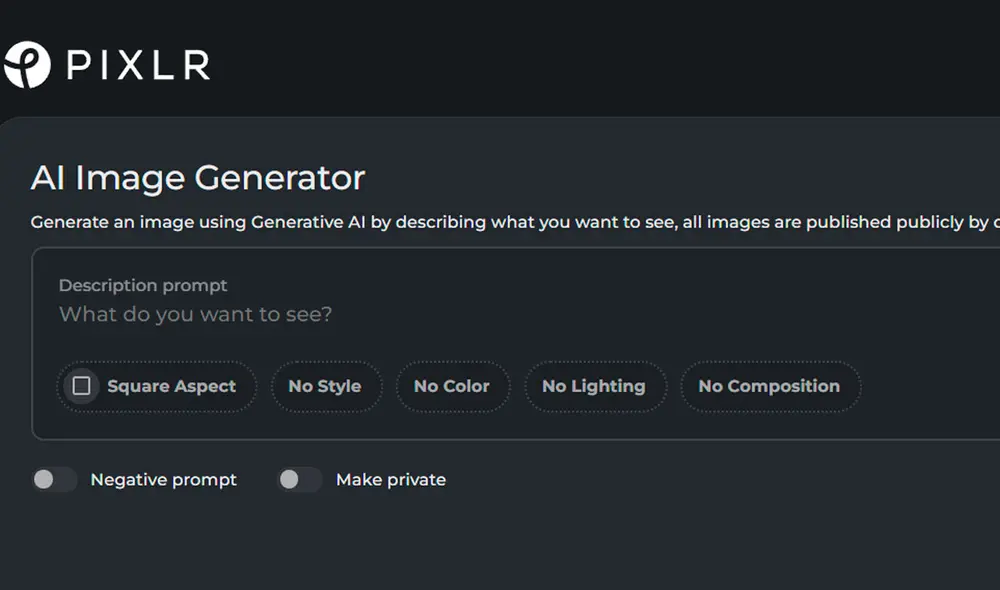 Aunque es de paga, su versión gratis permite crear imágenes. Foto: captura Pixlr