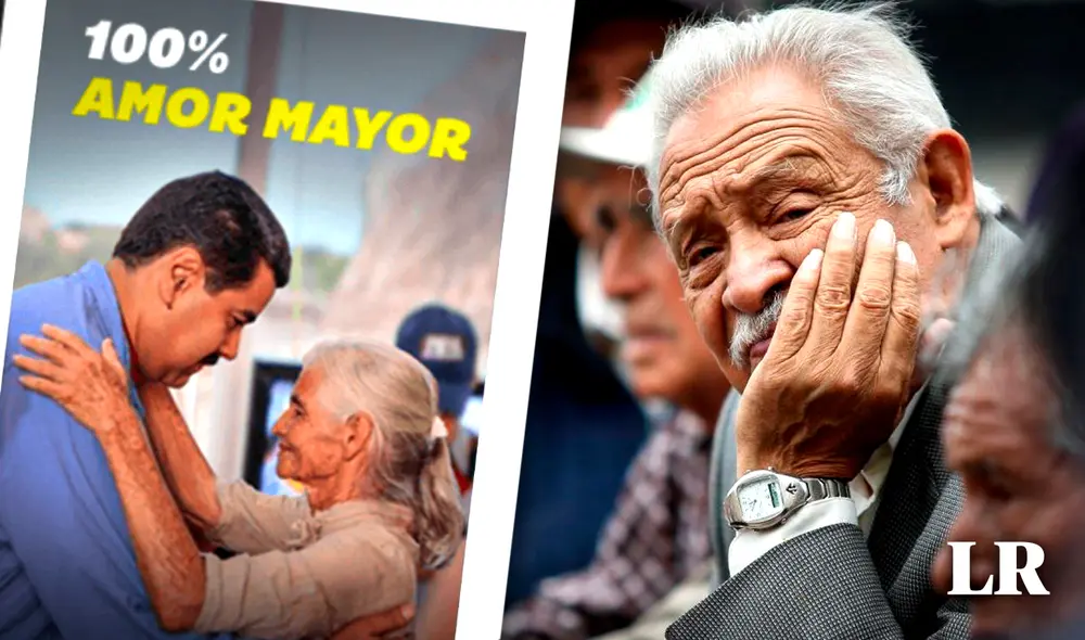El régimen de Nicolás Maduro promueve el Bono 100% Amor Mayor en Venezuela. Foto: composición Gerson Cardoso/LR/Canal Patria Digital
