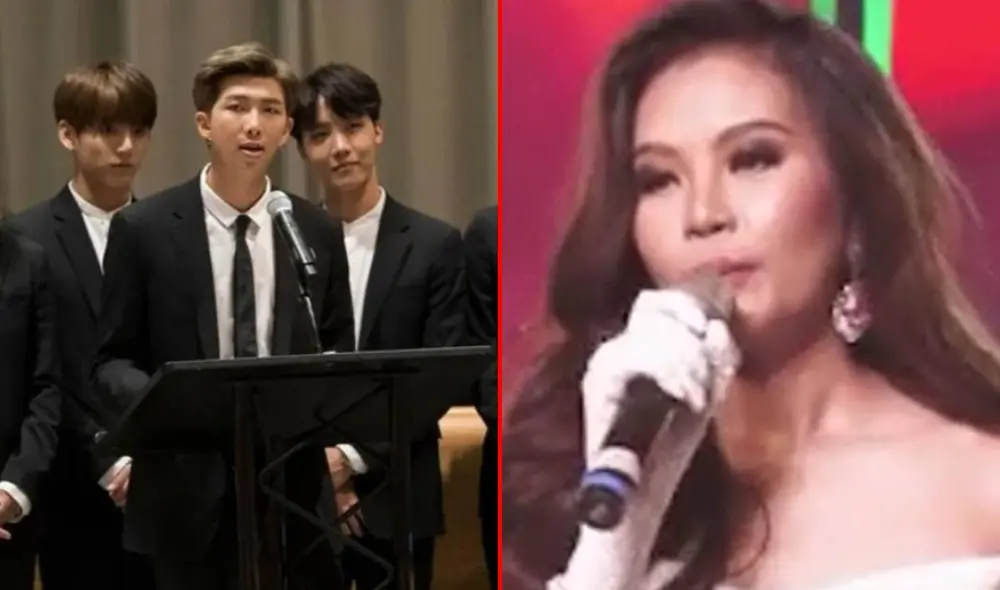 Una modelo tailandesa replicó el mismo discurso que Namjoon de BTS hizo en la ONU. Foto: composición LR/AFP/Koreaboo