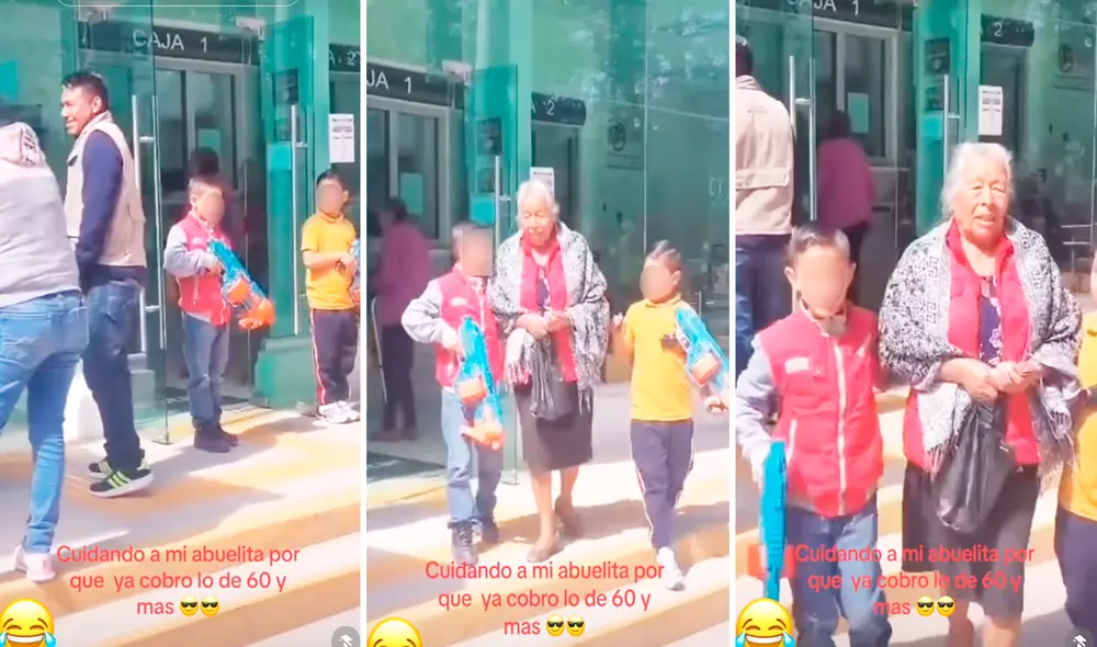Usuarios aplaudieron la iniciativa de los niños de acompañar a su abuela a cobrar su dinero. Foto: composición LR/TikTok/@checoramos209 Usuarios aplaudieron la iniciativa de los niños de acompañar a su abuela a cobrar su dinero. Foto: composición LR/TikTok/@checoramos209