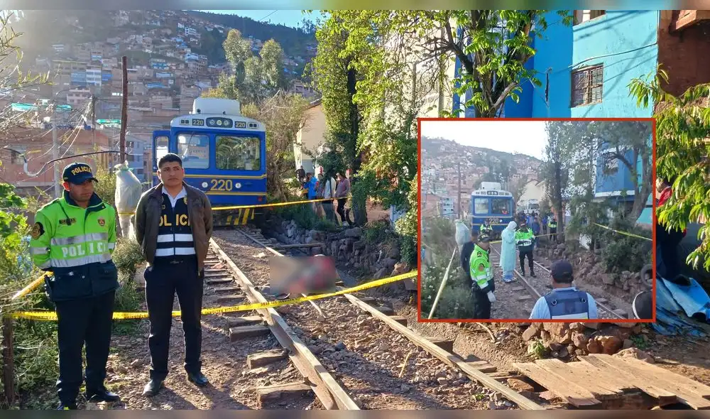 Policía acudió a accidente ferroviario en Cusco. Foto: composición LR/Luis Álvarez