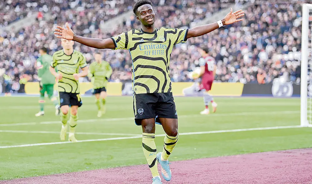 En racha. Saka ha marcado cuatro anotaciones en los últimos tres partidos del Arsenal. Foto: difusión