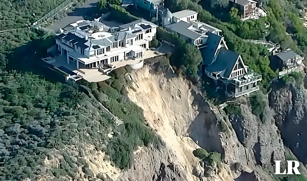 Casas lujosas quedan suspendidas al borde del precipicio, mientras que el lodo y los escombros amenazan con caer al océano Pacífico que se encuentra debajo. Foto: composición LR/SDPNoticias.