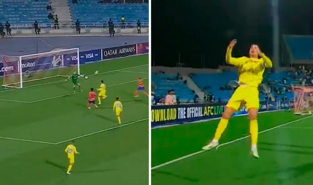 Cristiano Ronaldo realizó una gran anotación en la ida de los octavos de final de la Champions League Asiática. Foto: captura/SSC 1