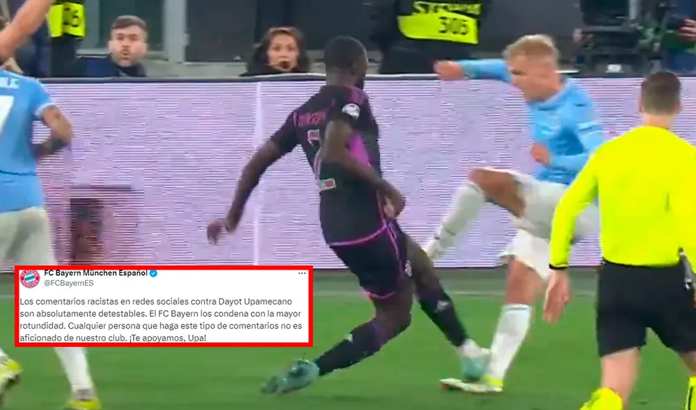 Dayot Upamecano dejó al Bayern Múnich con 10 hombres en la derrota frente a Lazio. Foto: captura/ESPN Dayot Upamecano dejó al Bayern Múnich con 10 hombres en la derrota frente a Lazio. Foto: captura/ESPN