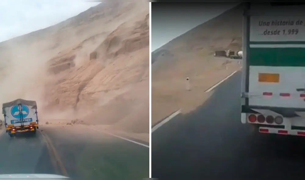 Reportan caída de rocas en cerro del Pasamayo. Foto: captura/Twitter