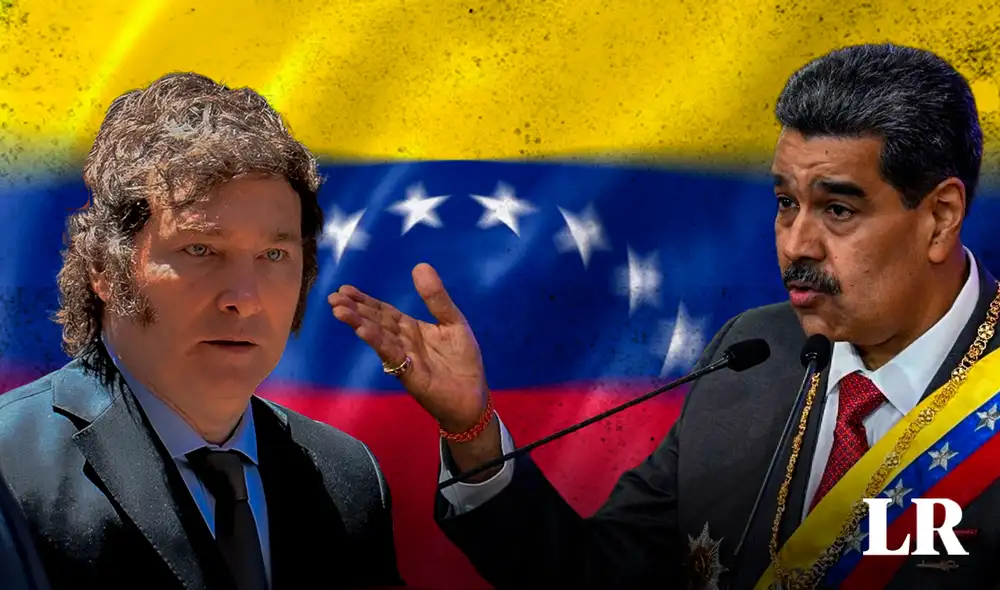 Maduro se dirigió a Milei en un acto televisivo: "El loco Milei, se la da de loco o es loco, o las dos cosas a la vez. Ah, pero le robó a Venezuela un avión". Foto: Composición LR/ AFP Maduro se dirigió a Milei en un acto televisivo: "El loco Milei, se la da de loco o es loco, o las dos cosas a la vez. Ah, pero le robó a Venezuela un avión". Foto: Composición LR/ AFP