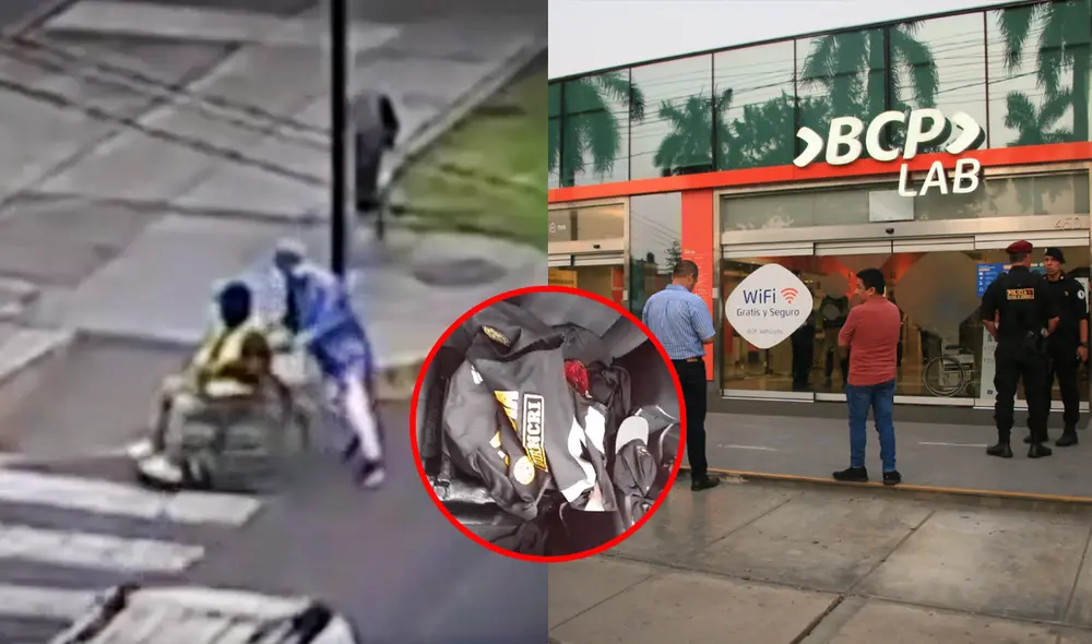 BCP colabora con las autoridades en la investigación del asalto perpetrado en una de sus agencias en La Molina. Foto: composición LR de Jazmín Ceras/La República/captura de América TV