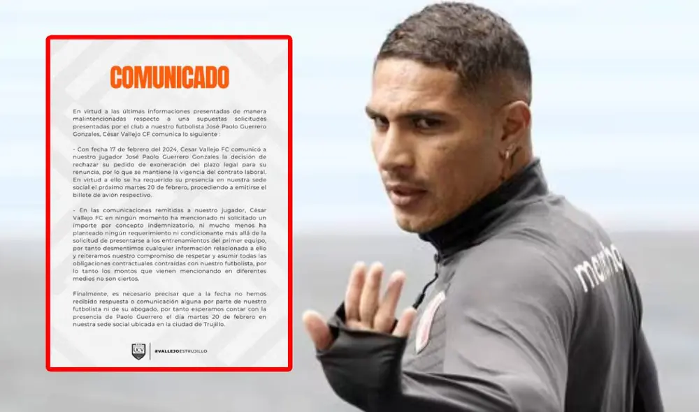 La Universidad César Vallejo quiere hacer respetar el contrato que firmó con Paolo Guerrero. Foto: César Vallejo