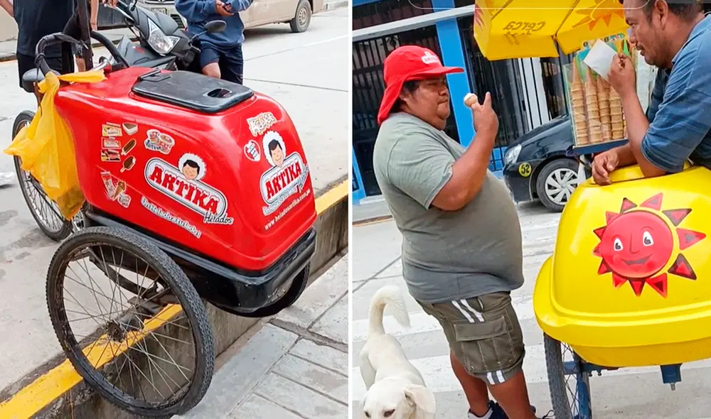 El heladero de Artika no lo pensó 2 veces para consumir los productos de su competencia. Foto: composición LR/TikTok/@landeoluis782