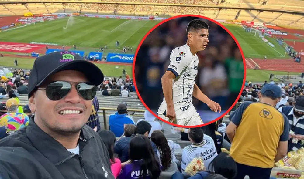 Reimond Manco estuvo en el Estadio Olímpico Universitario del Pumas. Foto: composición LR/Instagram/Pumas UNAM