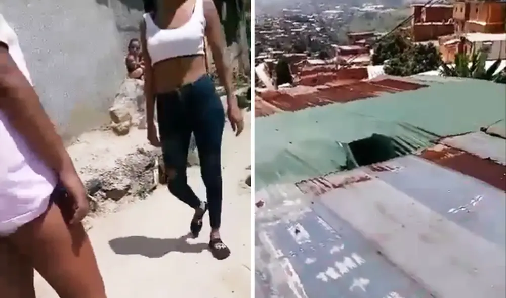 Pelea de mujeres en un techo en Catia, Venezuela, se hizo viral en Venezuela. Foto: composición LR/captura video/X