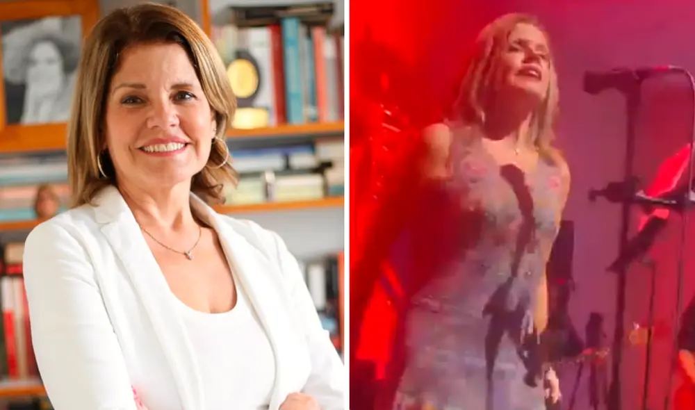 Mercedes Aráoz fue recibida entre gritos y aplausos al cantar un tema del género rock. Foto: composición LR/Instagram de Mercedes Aráoz/X de José Barba Caballero