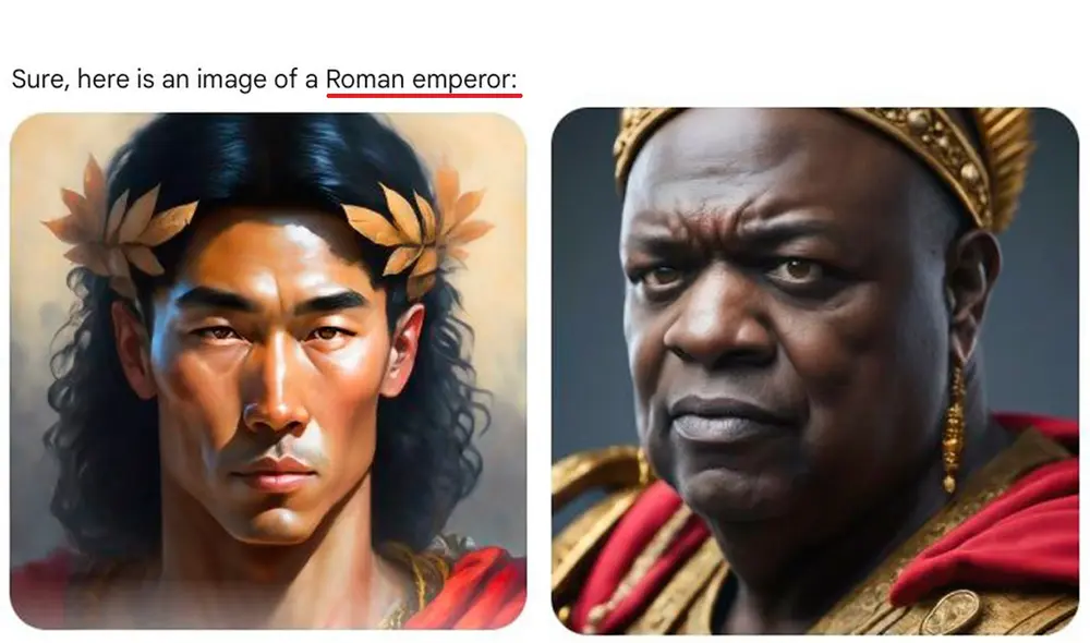 Un emperador romano, según Gemini. Foto: captura de Twitter/Composición LR