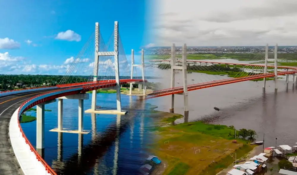 El puente más largo del Perú ha fortalecido la comunicación entre las comunidades que habitan en Iquitos. Foto: composición LR/Booking/InfraestructuraPeruana