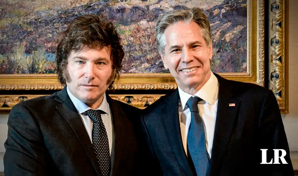 El presidente Javier Milei se reunió con el secretario de Estado de Estados Unidos, Antony Blinken; y autoridades argentinas y estadounidenses. Foto: Composición LR / Jazmin Ceras / AFP El presidente Javier Milei se reunió con el secretario de Estado de Estados Unidos, Antony Blinken; y autoridades argentinas y estadounidenses. Foto: Composición LR / Jazmin Ceras / AFP